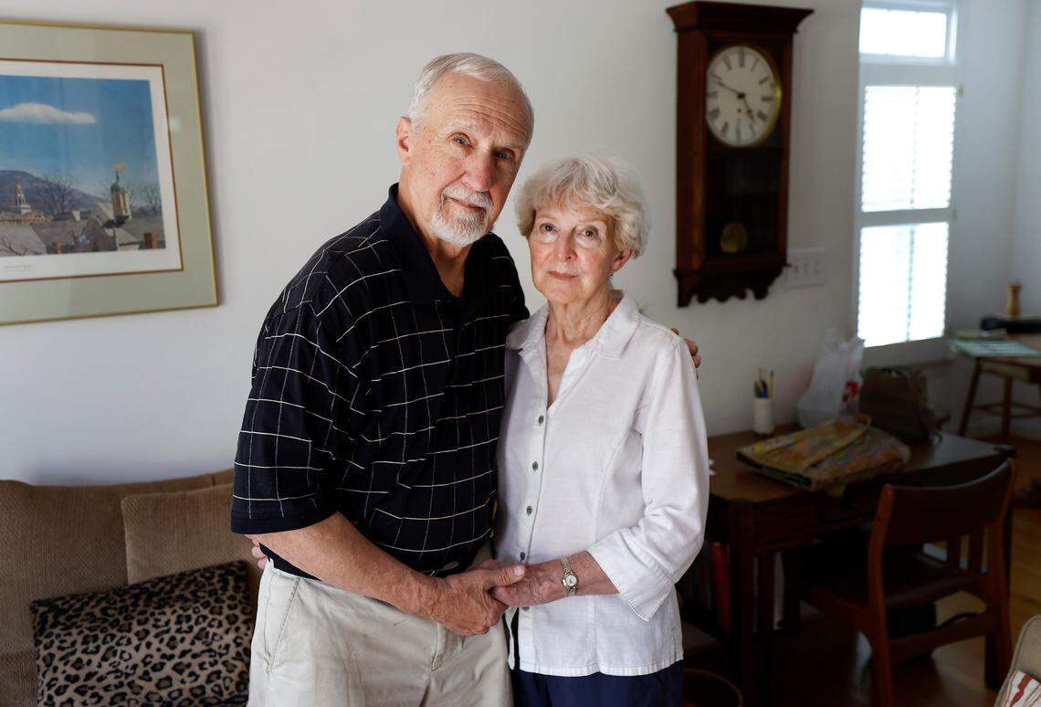 Joe and Betsy Lowman pose in their home in Chapel Hill, N.C., Thursday, June 13, 2024.