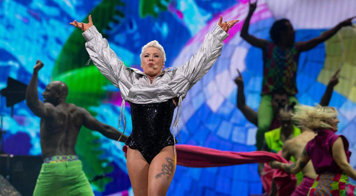 PINK in concert at Raleigh, N.C.’s Lenovo Center, Monday night, November 11, 2024.