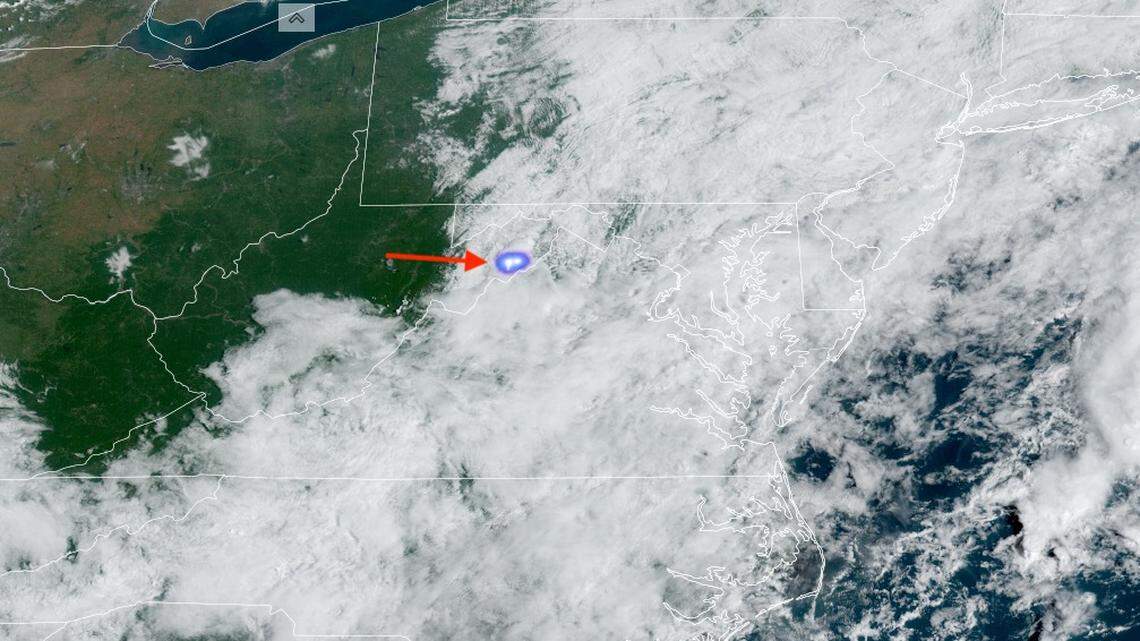A photo from NASA shows Geostationary Lightning Mapper of the probable fireball over clouds.