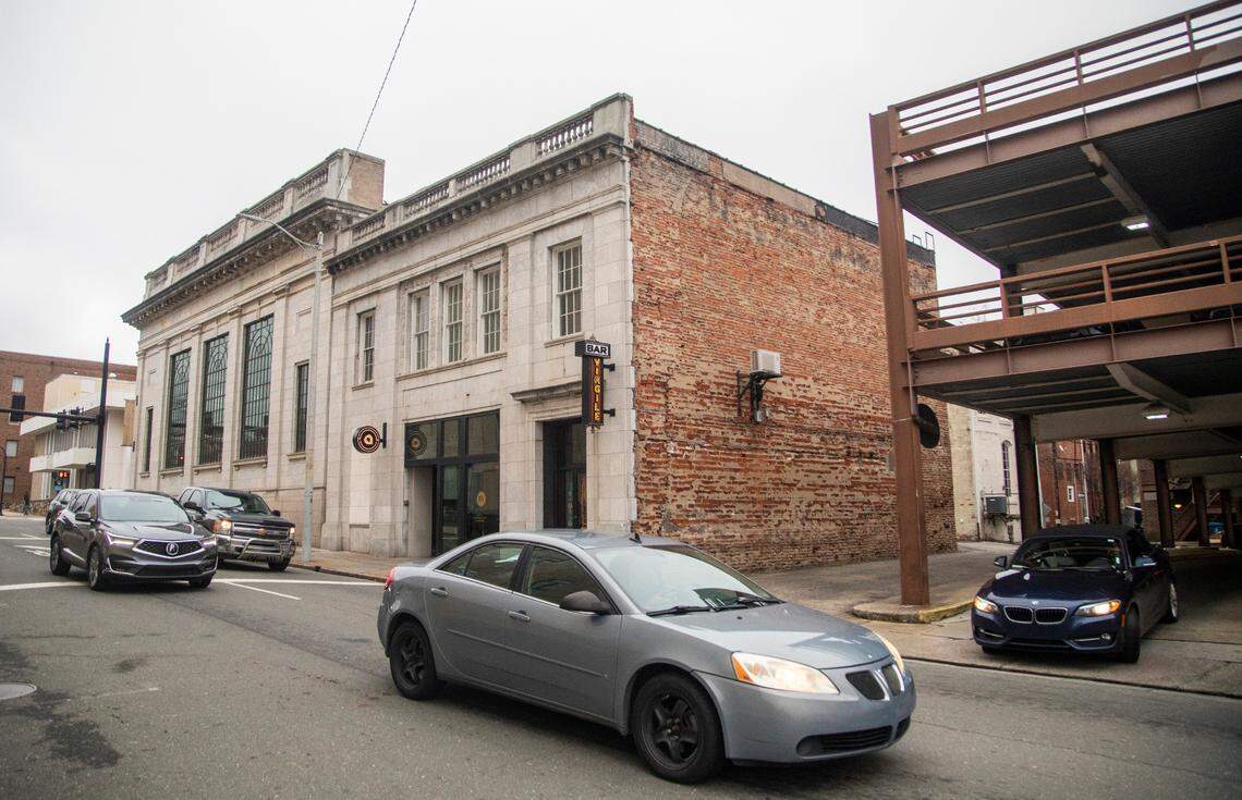 The present day 100 block of South Magnum Street in Durham, photographed Wednesday, Feb. 1, 2023. It was once home to the Palace Barber Shop.