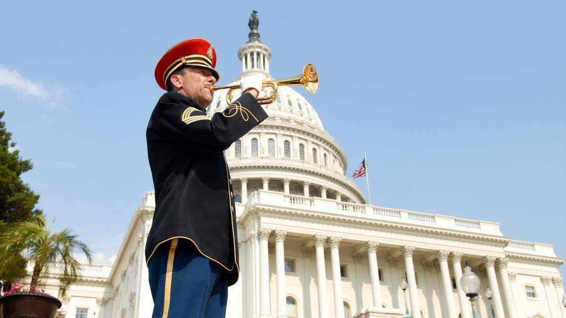 A bugler plays “Taps” in honor of our fallen heroes during the NATIONAL MEMORIAL DAY CONCERT, broadcast live from the U.S. Capitol, on PBS.
