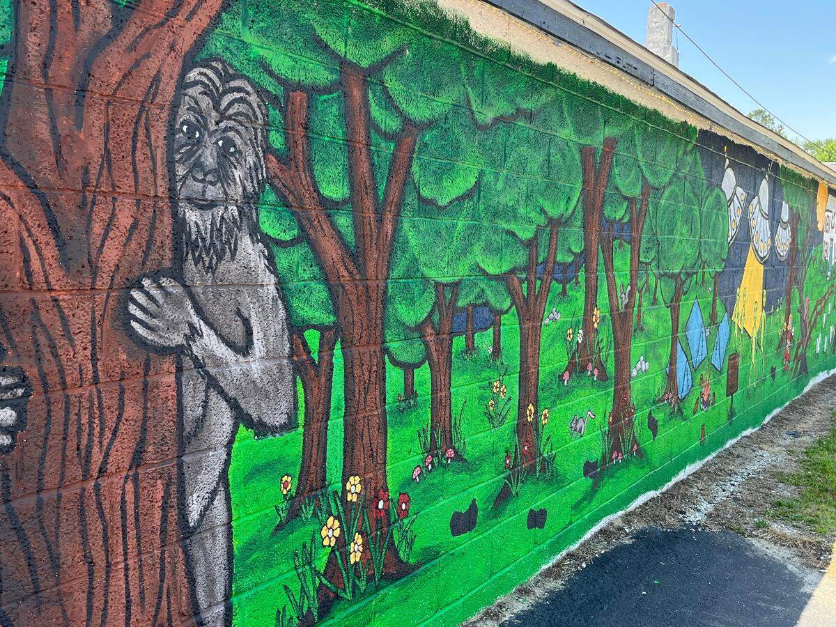 Visitors are guaranteed a Bigfoot sighting since volunteers painted a mural on the side of the Cryptozoology and Paranormal Museum in Littleton. Bigfoot is shown peering out from behind a tree in Medoc Mountain State Park.