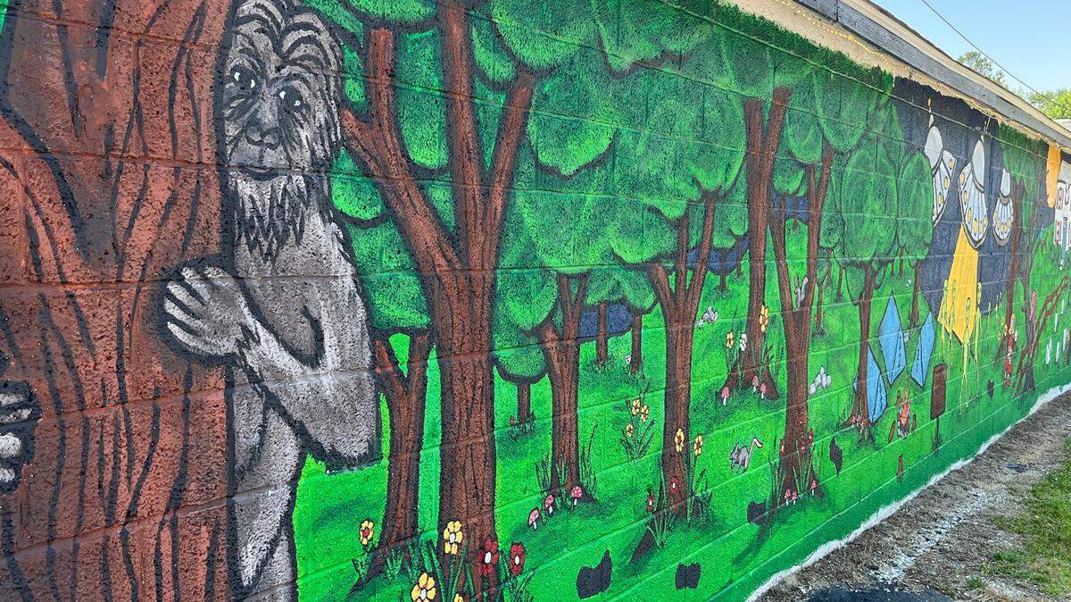 Visitors are guaranteed a Bigfoot sighting since volunteers painted a mural on the side of the Cryptozoology and Paranormal Museum in Littleton. Bigfoot is shown peering out from behind a tree in Medoc Mountain State Park.