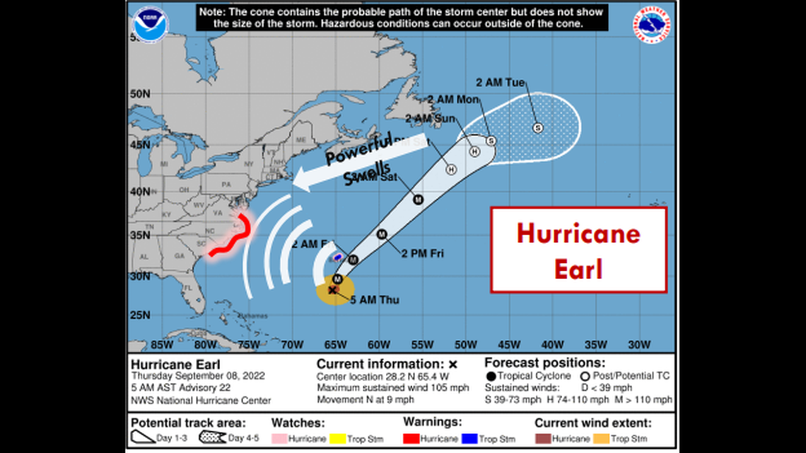 Hurricane Earl has been tracking farther west toward the East Coast than initially expected, but will still remain off shore as it passes southeast of Bermuda early Friday afternoon,&nbsp;forecasters say.
