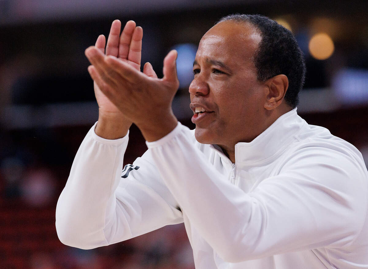 N.C. State head coach Kevin Keatts reacts after Jayden Taylor drew a foul during the second half of the Wolfpack’s 82-70 win over Coastal Carolina on Wednesday, Nov. 13, 2024, at Lenovo Center in Raleigh, N.C.