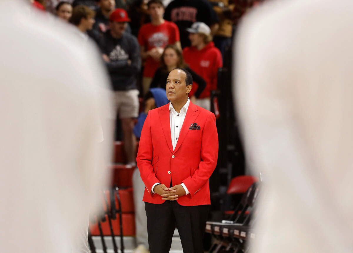 N.C. State head coach Kevin Keatts stands on the court prior to the Wolfpack’s game against Coppin State on Tuesday, Dec. 10, 2024, at Reynolds Coliseum in Raleigh, N.C.