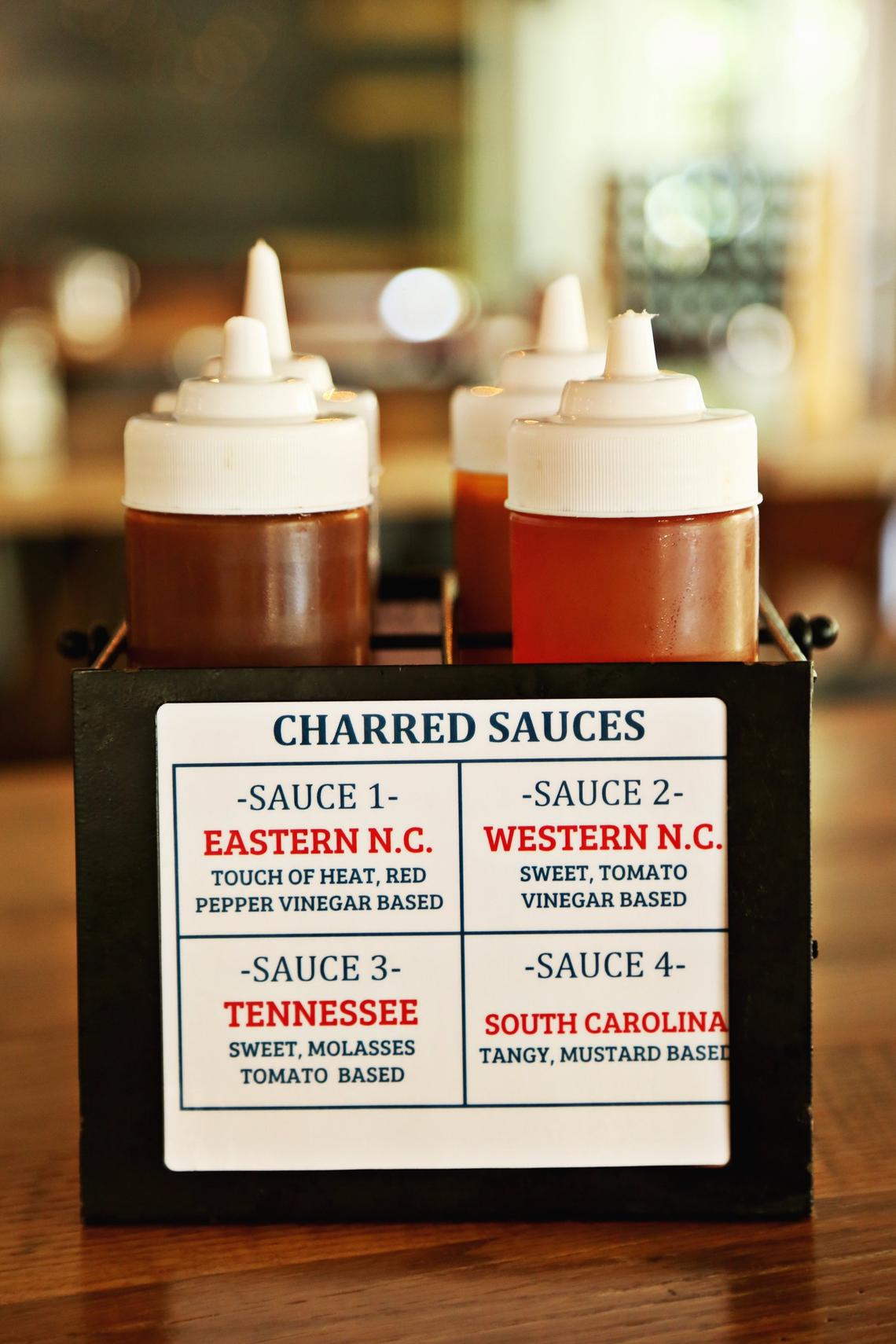 Southern Charred has a variety of four charred sauces on each table.