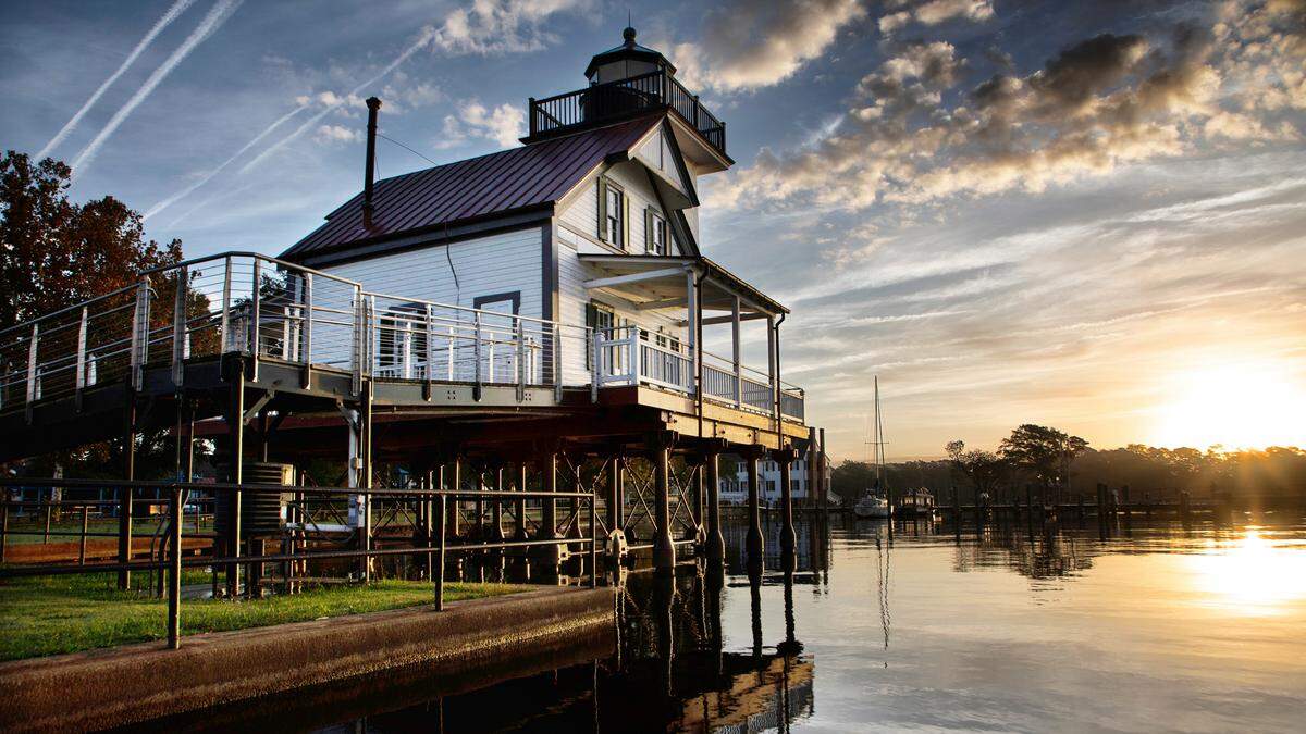 The sun rises by the Chowan River and Albemarle Sound in Chowan County. 