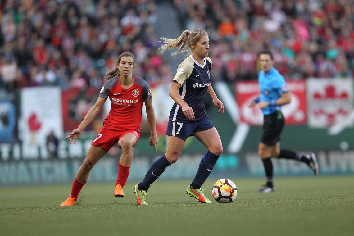 McCall Zerboni of the Courage during game against the Portland Thorns on Wednesday, May 30 in Portland.
