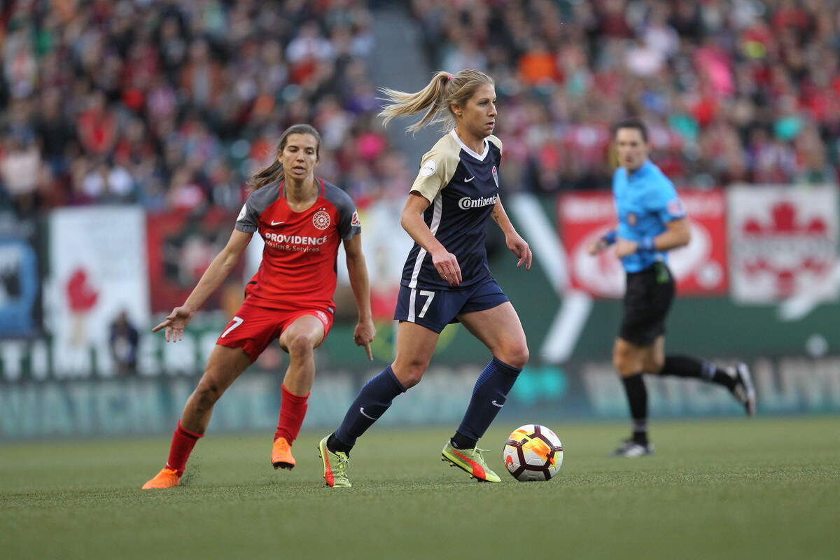 McCall Zerboni of the Courage during game against the Portland Thorns on Wednesday, May 30 in Portland.