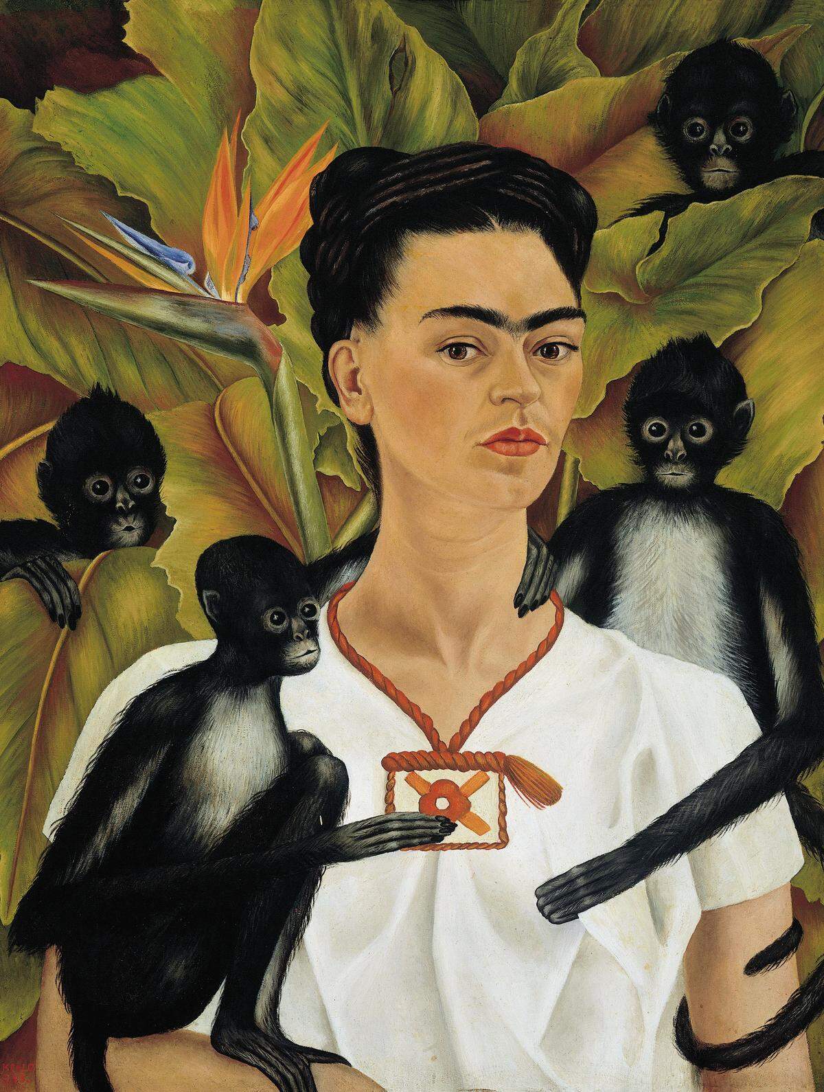 “Self-Portrait with Monkeys,” Frida Kahlo, 1943, is in the exhibit, “Frida Kahlo, Diego Rivera and Mexican Modernism from the Jacques and Natasha Gelman Collection,” at the N.C. Museum of Art.
