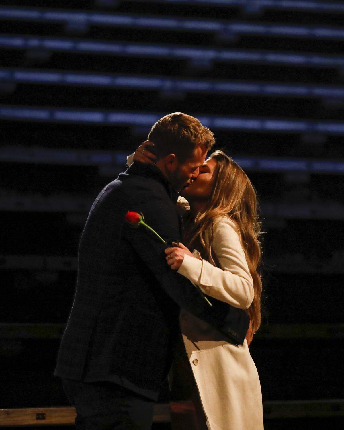 Colton Underwood, left, and Caelynn Miller-Keyes in the February 18, 2019, episode of “The Bachelor.”