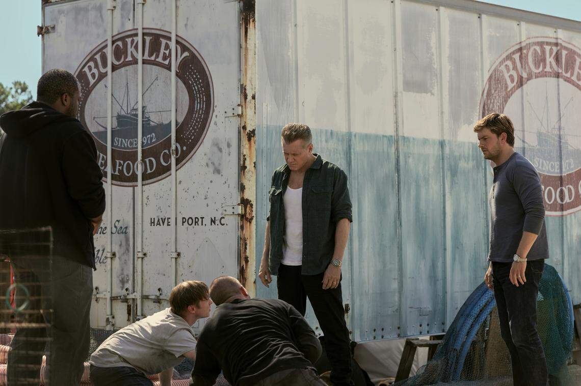 Brian Ashton Smith, Joshua Brady, Bryan Terry Snell, Holt McCallany and Jake Weary in “The Waterfront” on Netflix.