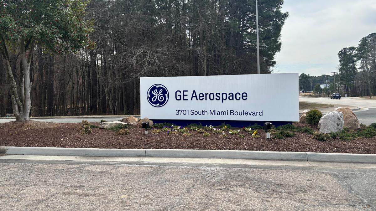 Entrance to the GE Aerospace campus in Durham, North Carolina, where the company has operated since 1993.