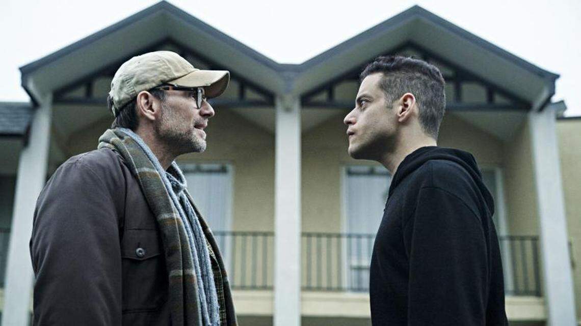 Christian Slater, left, and Rami Malek in Season 4 of “Mr. Robot” on USA.