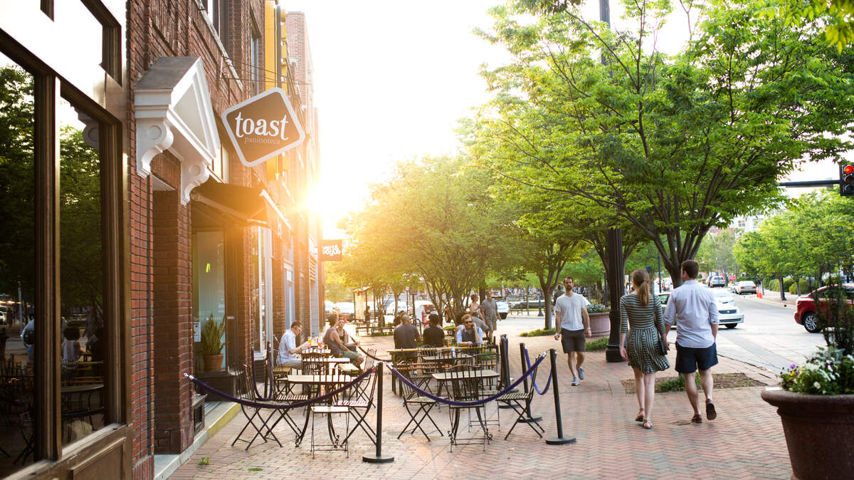 Outdoor seating in Downtown Durham