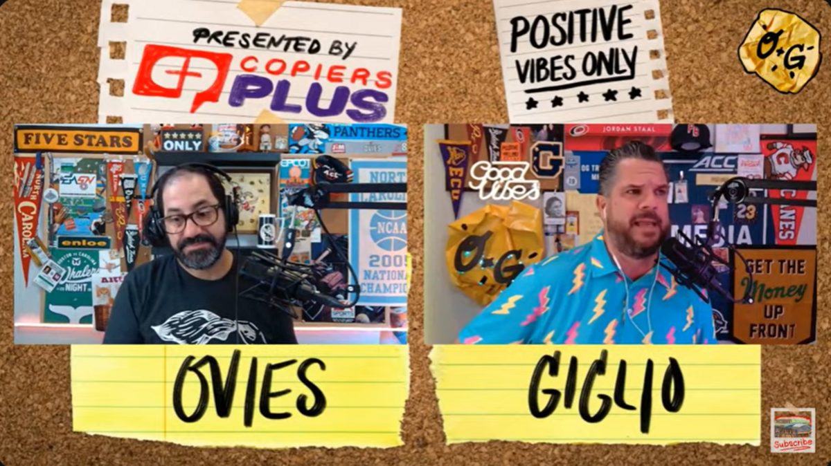 Joe Ovies (left) and Joe Giglio (right) on the Ovies + Giglio podcast.