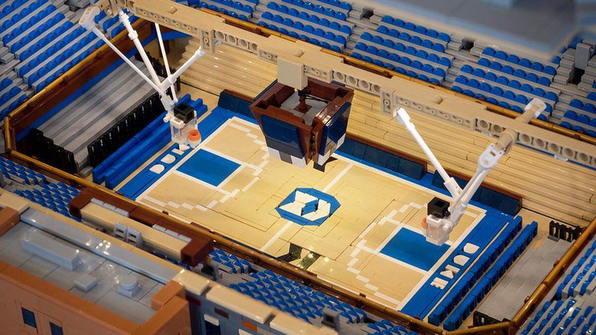 Scott Walker’s Lego creation of Duke’s Cameron Indoor Stadium uses 15,000 bricks and is detailed down to the brass railings.