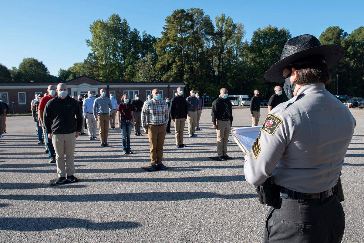 Cadets at the 152nd Basic Patrol School at the North Carolina State Highway Patrol Training Academy. The 152nd Basic Patrol School is a Fast Track School and is set to graduate on Friday, Dec. 18, 2020. In an effort to provide a safe training environment for both the cadets and staff, the cadets and staff of the 152nd Basic Patrol School will remain on campus for the entirety of their Basic School until their successful graduation.