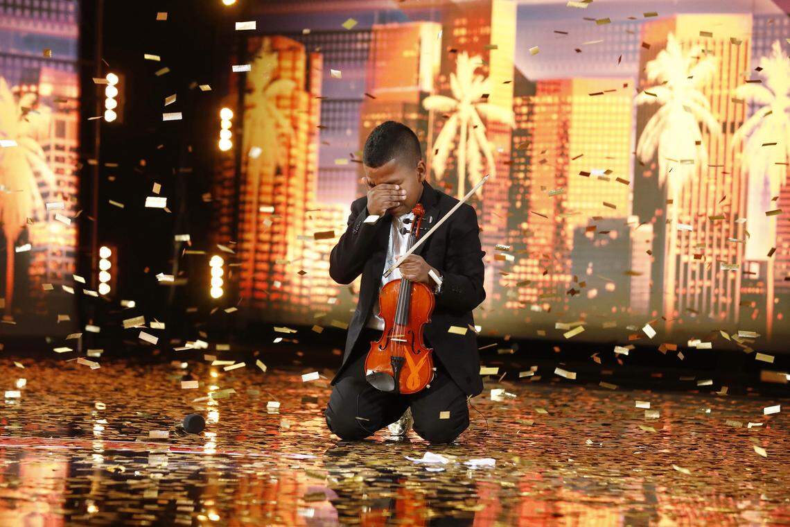 11-year-old Tyler Butler-Figueroa of Raleigh gets the “Golden Buzzer” from judge Simon Cowell during his audition for NBC’s “America’s Got Talent,” which aired June 11, 2019.