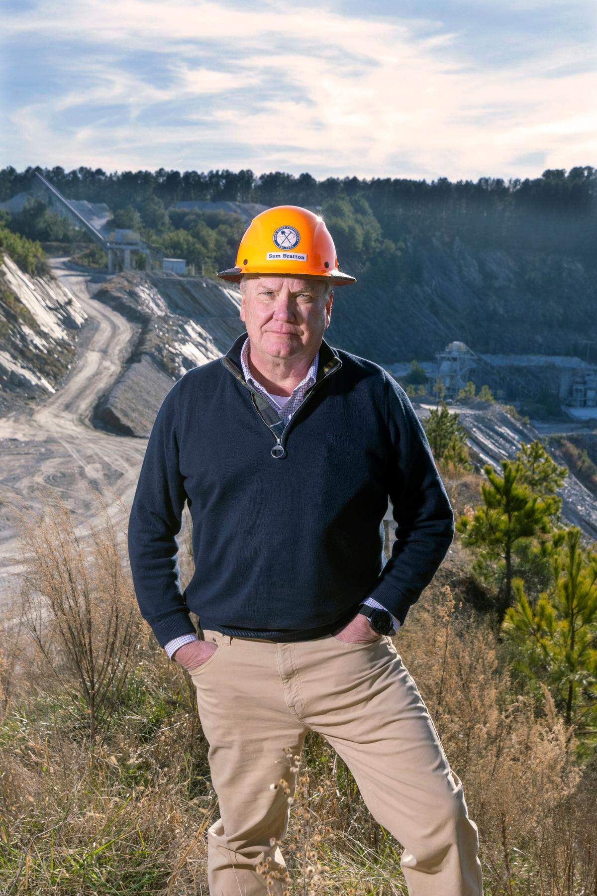 Sam Bratton, president and CEO of Wake Stone Corp., standing on the edge of the company’s Triangle Quarry.