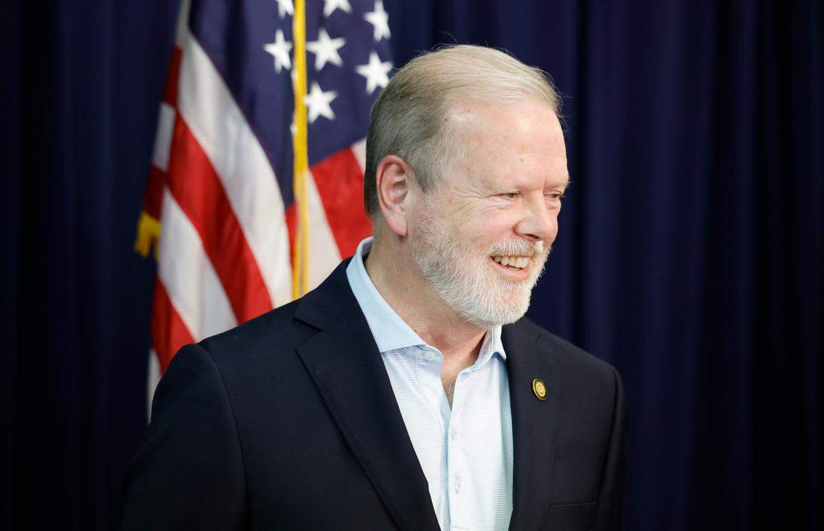 N.C. Senate leader Phil Berger smiles during a press conference at the N.C. Republican Party headquarters in Raleigh, N.C., Wednesday, Nov. 6, 2024.