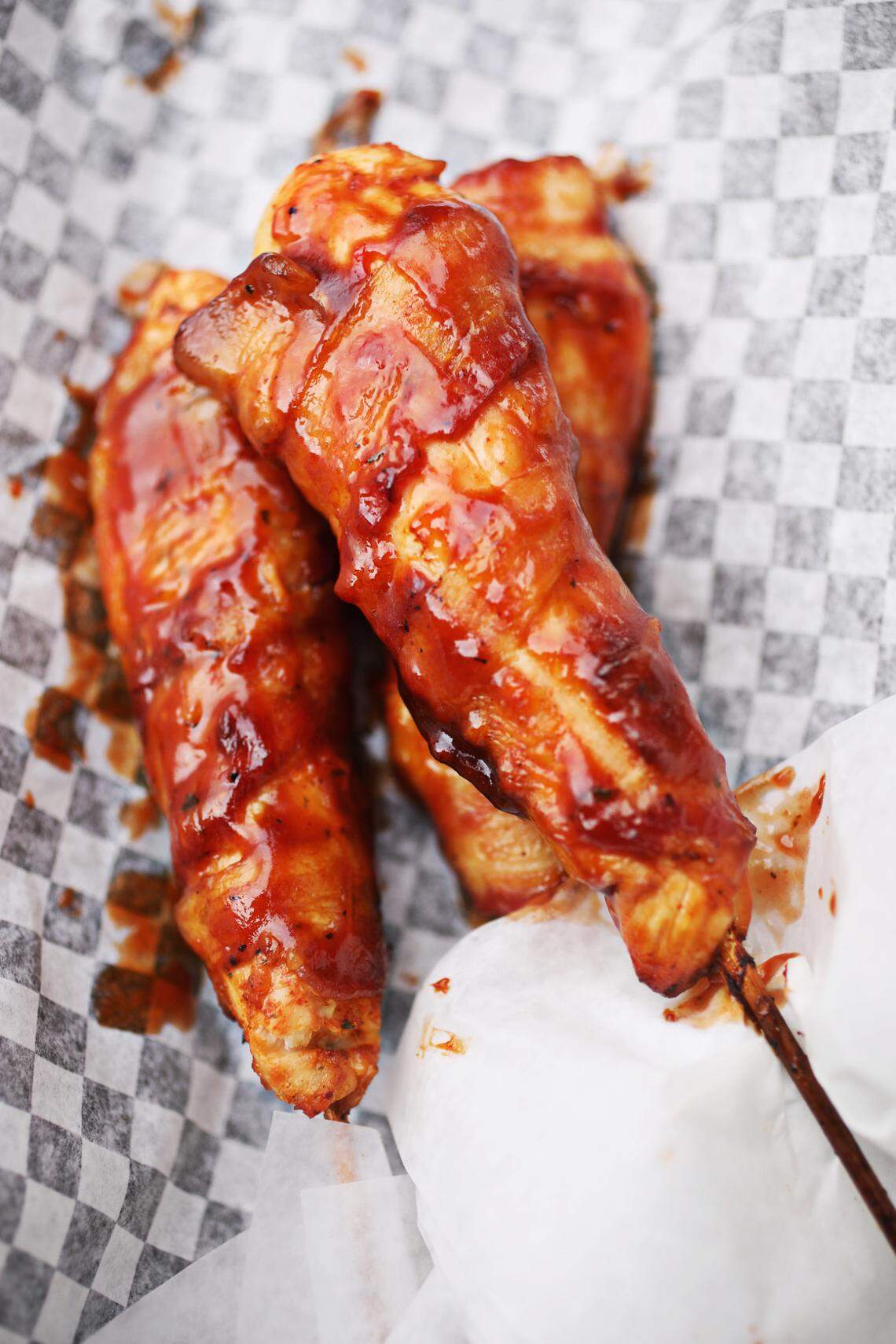 The Bacon Bourbon Chicken from Bubba’s Bacon is one of several new foods that will debut at The N.C. State Fair in Raleigh.