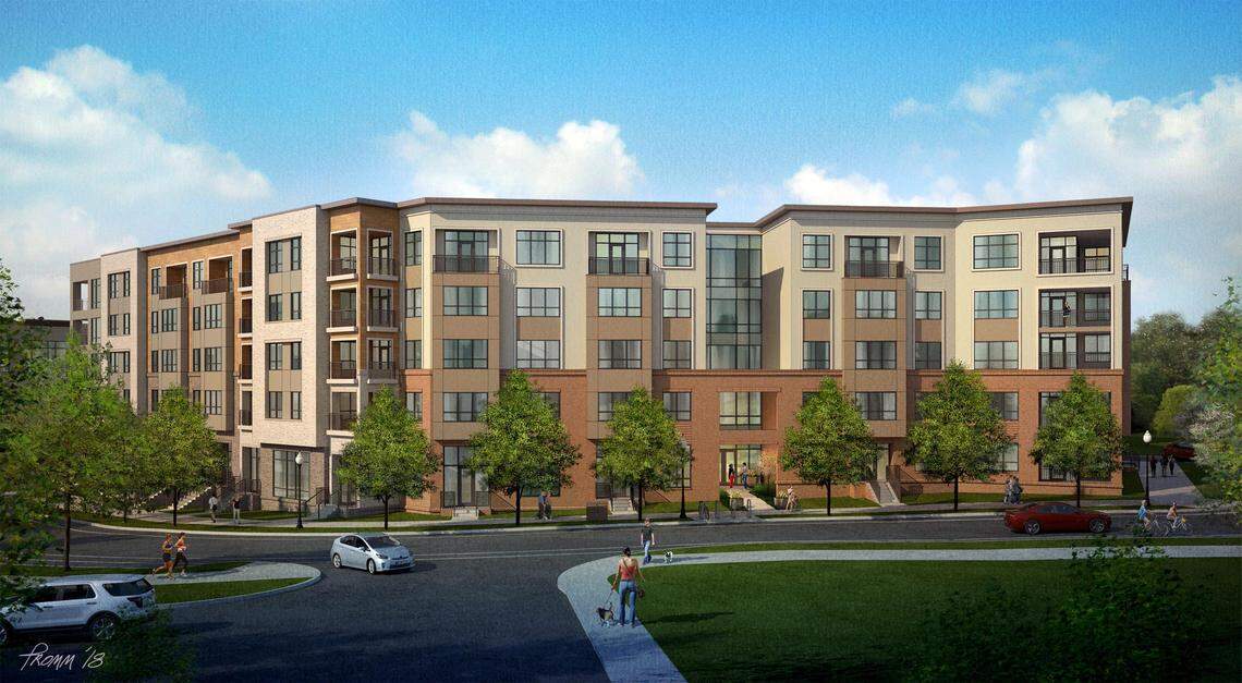 The Tarheel Lodging project will bring 238 market-rate apartments to three- and five-story buildings at the Quality Inn site off Fordham Boulevard. Parking will be provided under one building and in a five-story parking deck.