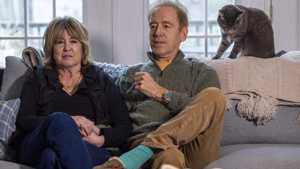 Retired CBS 17 meteorologist Bill Reh, who has polycystic kidney disease, and his wife of 37 years, Shields Reh, talk during an interview at their Durham home on Monday, Dec. 8, 2025, about her decision to donate one of her kidneys to him after his kidney function declined to nearly the level requiring dialysis.