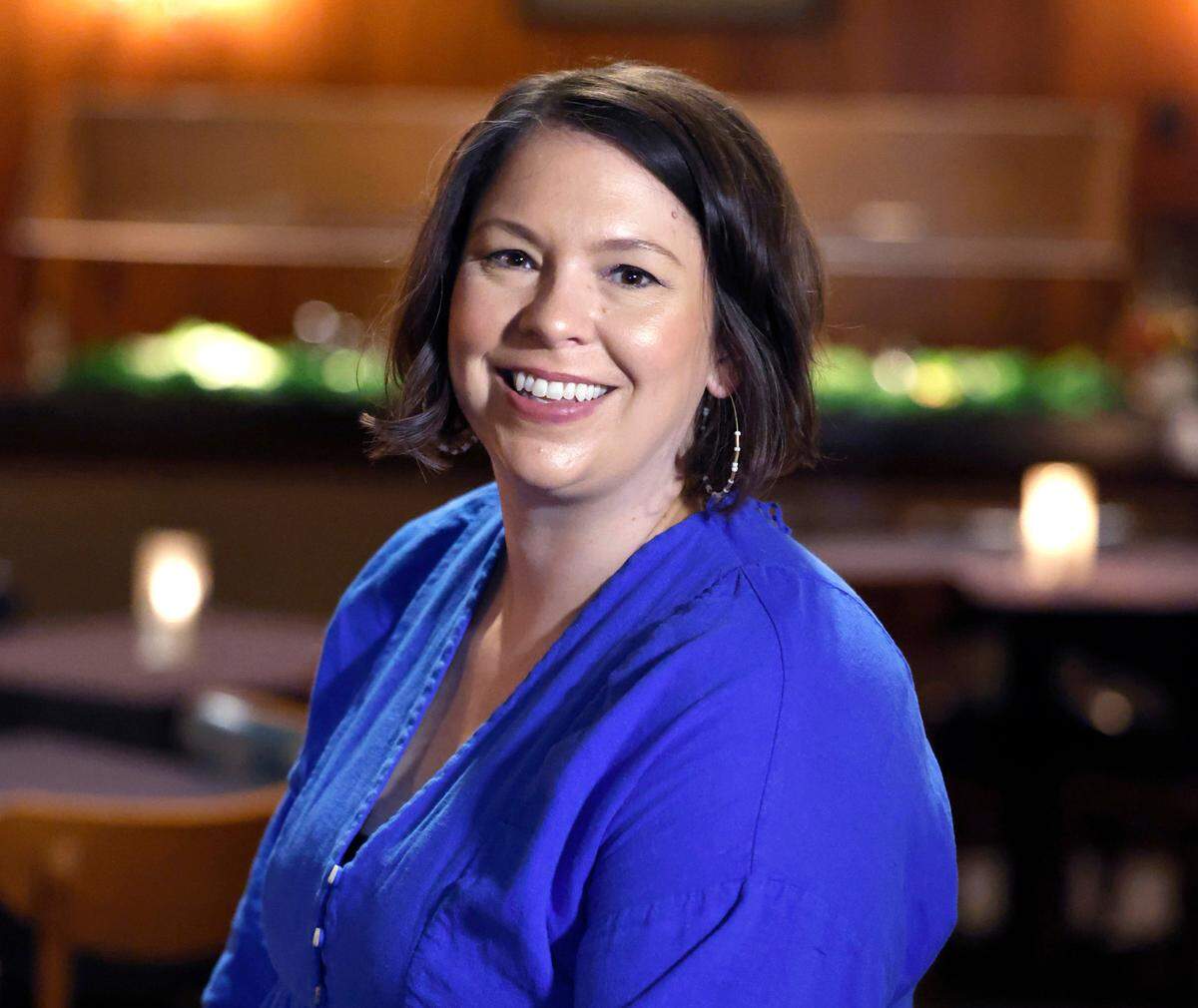 Emily Barefoot, owner of the Peddler Steak House in Raleigh, N.C., poses Thursday, June 15, 2023.