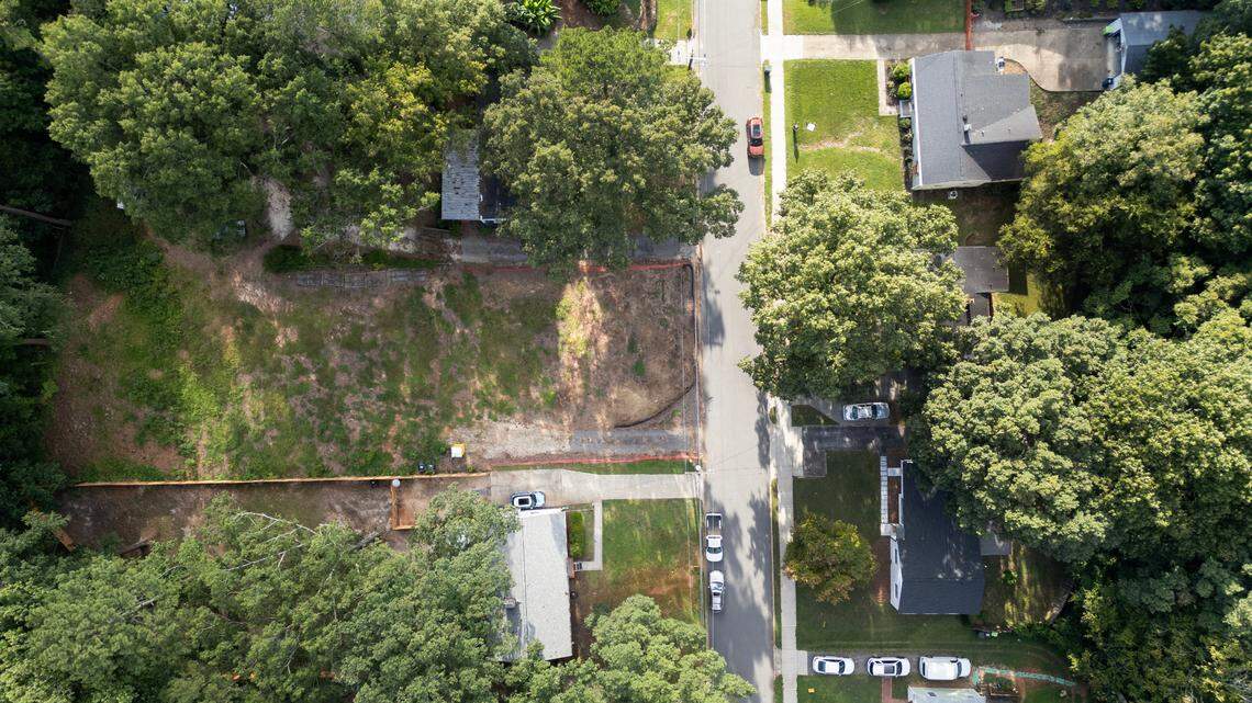 528 Barksdale Drive, center left, in the Woodcrest neighborhood of Raleigh is photographed on Sept 5, 2024.