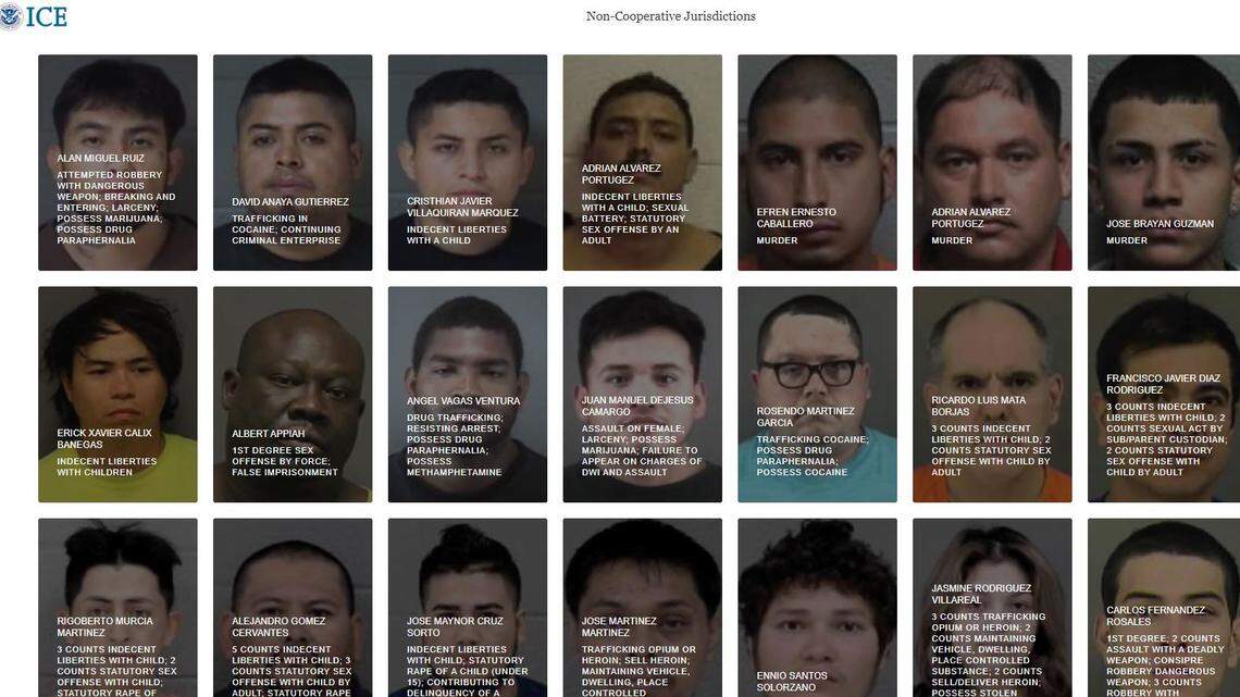 A screengrab from a website ICE created to publicize cases involving North Carolina inmates.