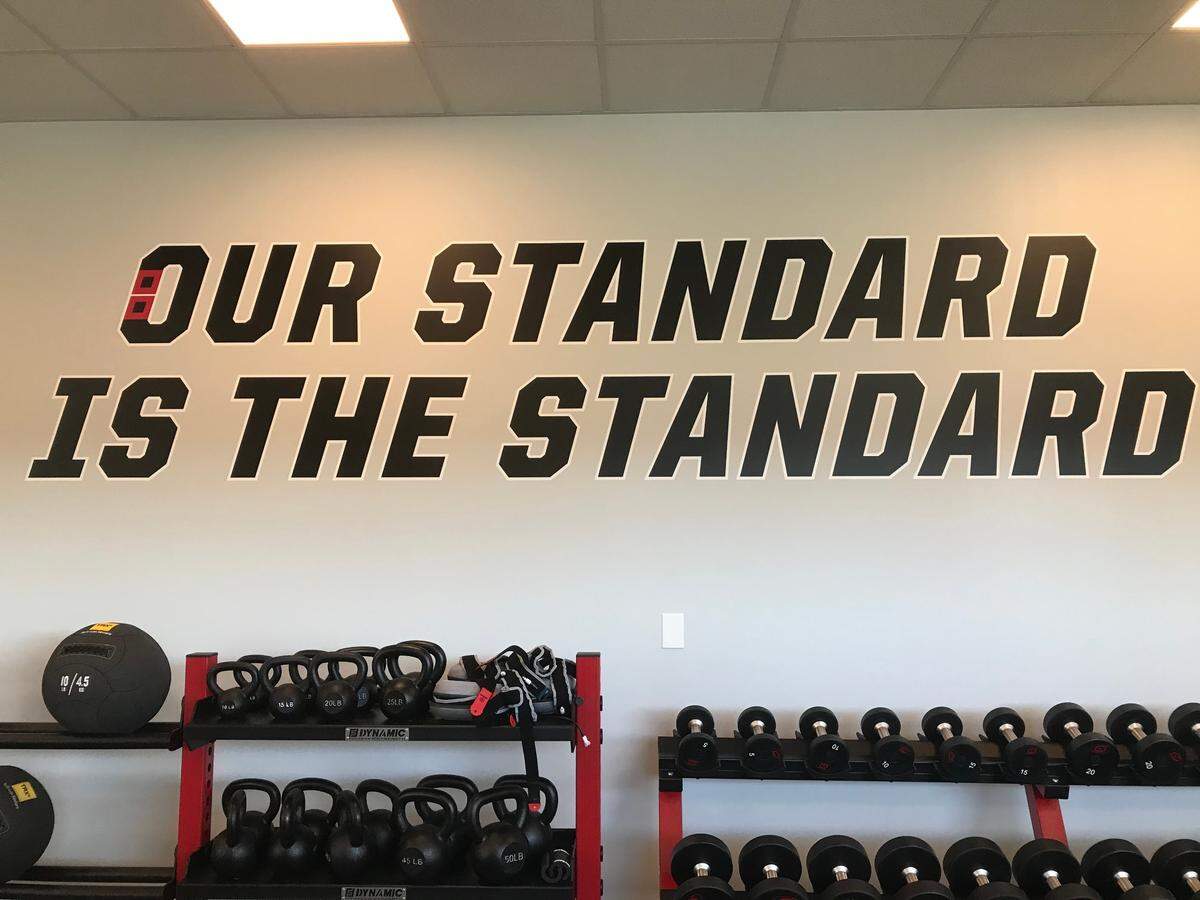 The Carolina Hurricanes have a motivational slogan posted in their weight room at the Wake Competition Center practice facility in Morrisville, N.C.