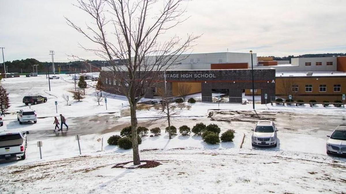 Icy parking lots at schools such as Heritage High in Wake Forest have kept Wake County schools closed in this 2017 file photo.