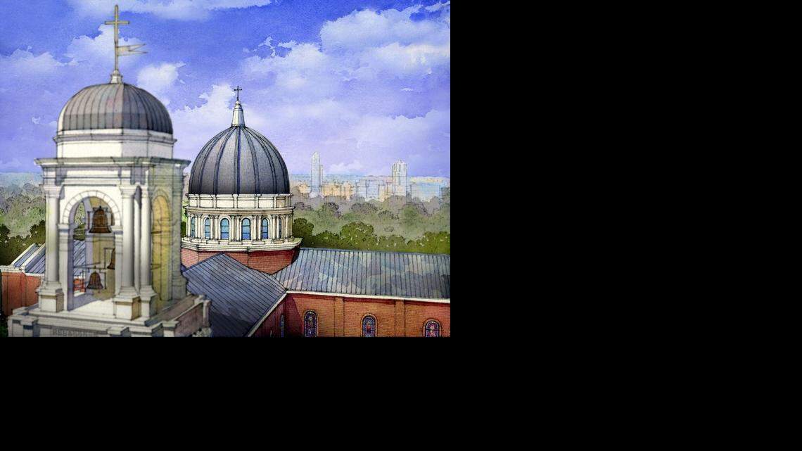 An artist’s rendering shows the Holy Name of Jesus Cathedral for the Diocese of Raleigh.