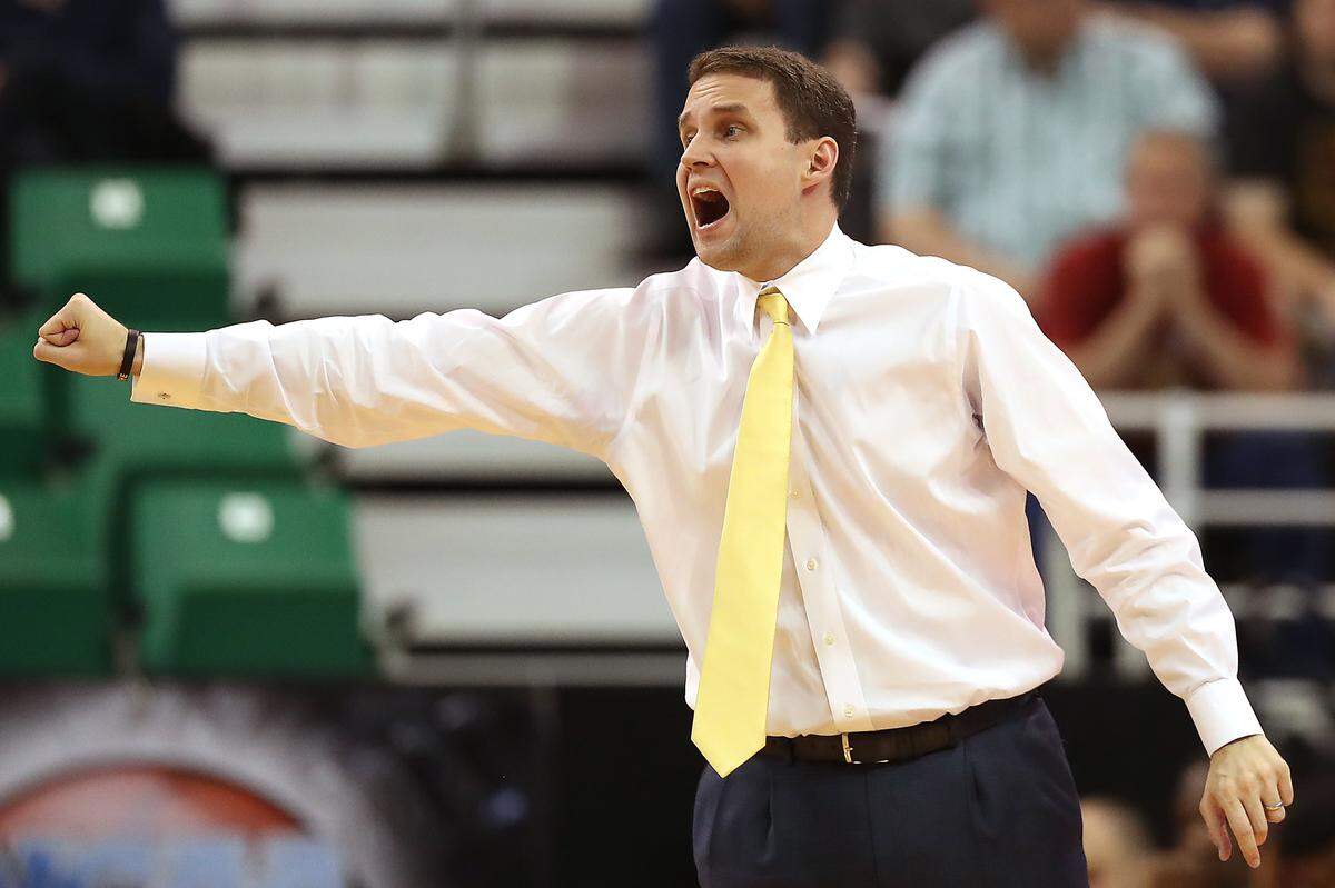 VCU head coach Will Wade instructs his team against the St. Mary's Gaels during the first round of the 2017 NCAA Men's Basketball Tournament at Vivint Smart Home Arena on March 16, 2017 in Salt Lake City, Utah.