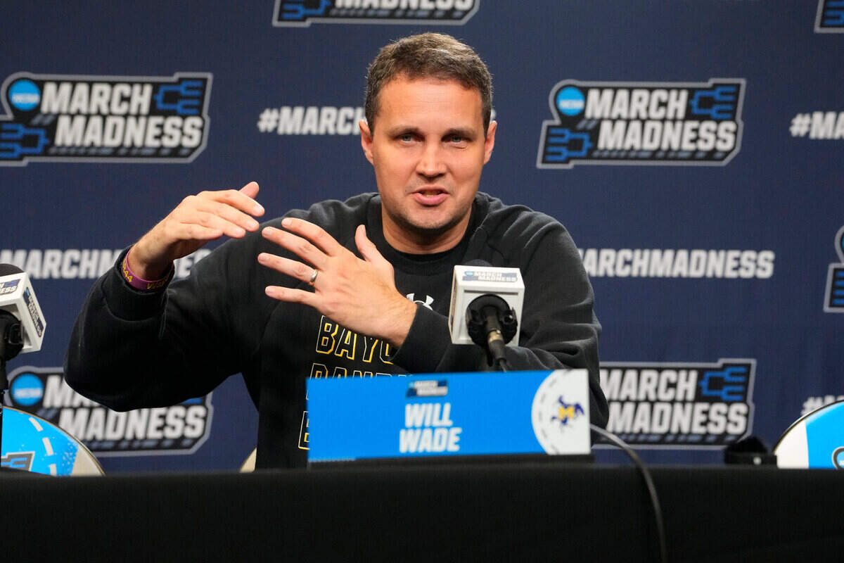 McNeese State Cowboys head coach Will Wade answers questions during the first round practice session press conference at Amica Mutual Pavilion, Mar 19, 2025.