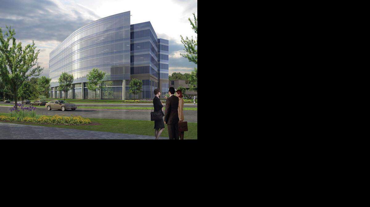 Highwoods Properties’ GlenLake V building is one of several in the office park that will include the new GlenLake III.