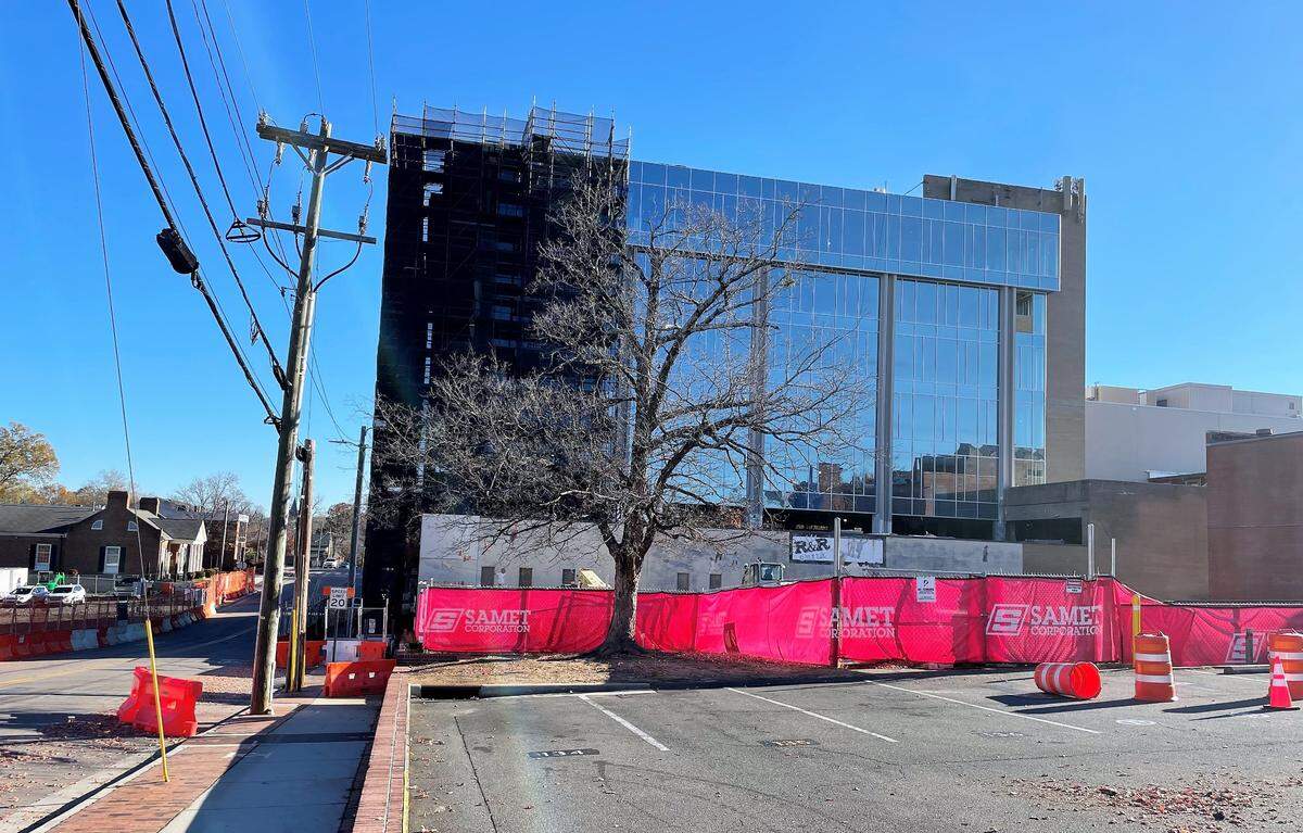 Grubb Properties is modernizing the interior and exterior of the former CVS building (now The Central), which stretches from East Franklin Street to East Rosemary Street, to create a business innovation hub.