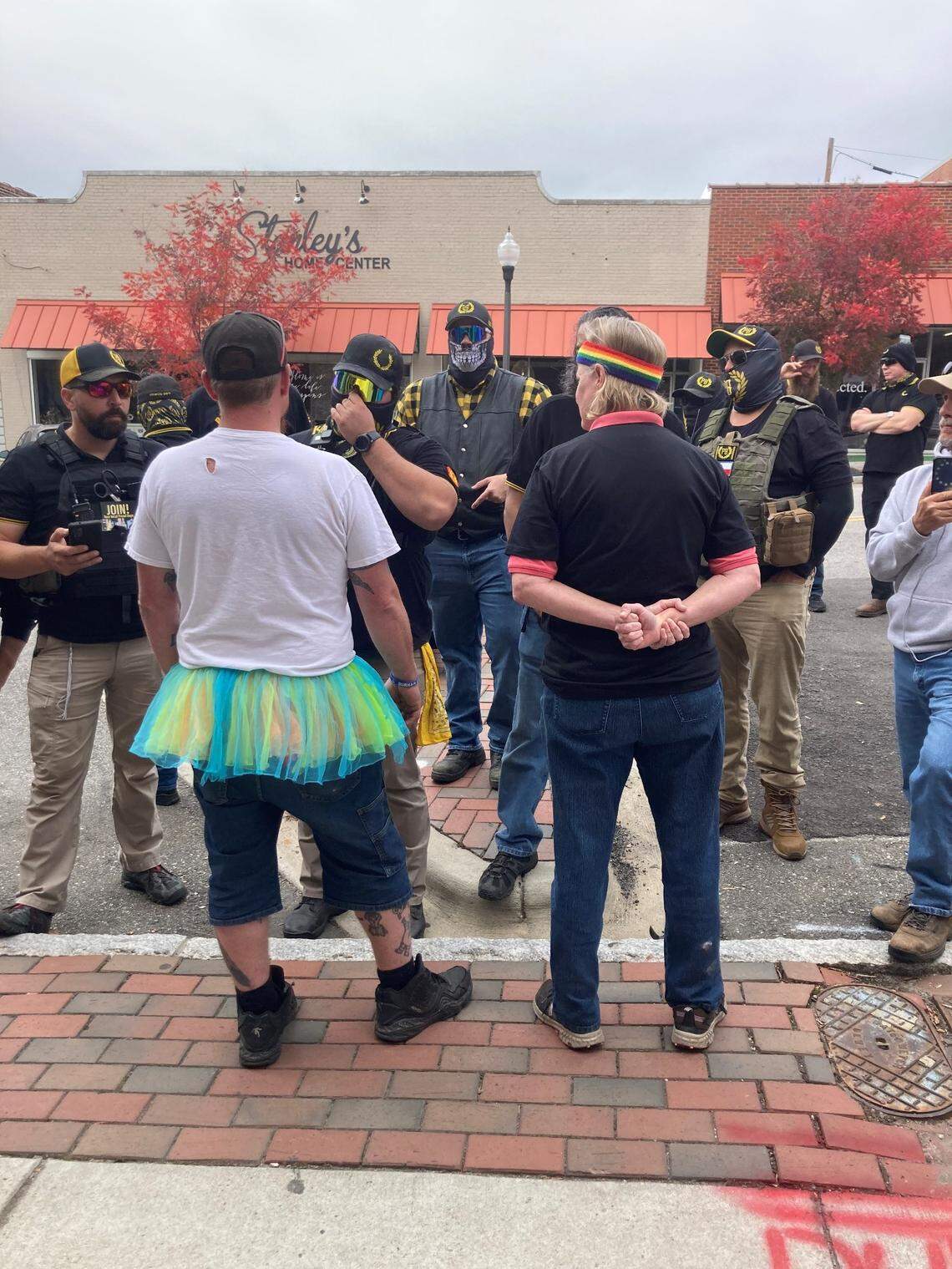 Proud Boys face off against counter-protesters at a drag brunch in Sanford.