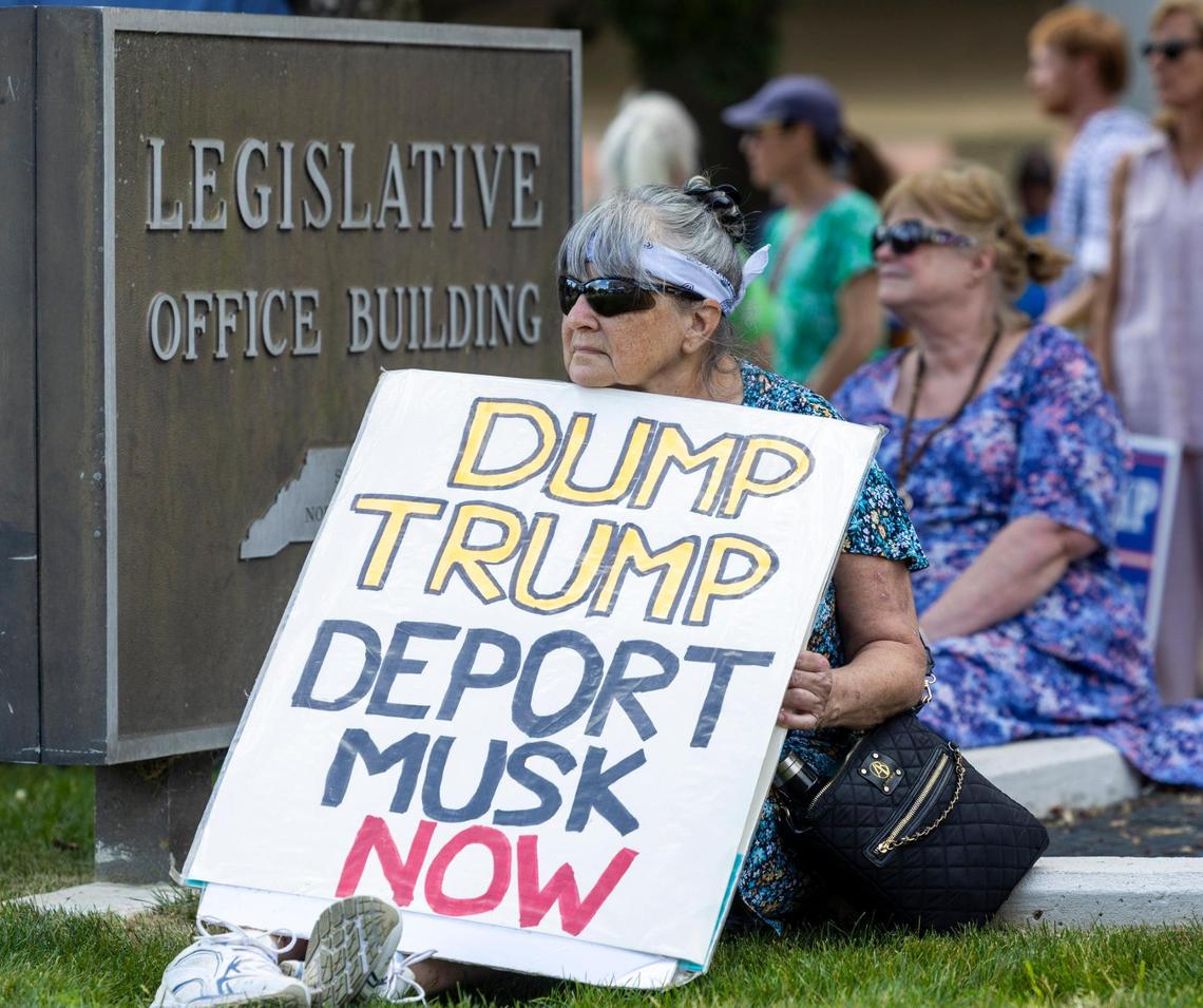 Marian Morrissette of Spartanburg S.C. traveled to Raleigh to participate in the May Day March on Thursday, May 1, 2025 in Raleigh, N.C.