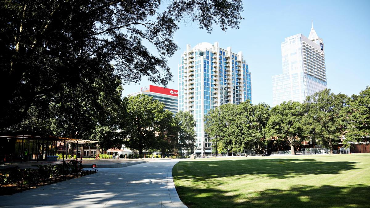 The city’s downtown is transitioning from government center to residential, hospitality and entertainment hub, including a renovation of Raleigh’s Moore Square.