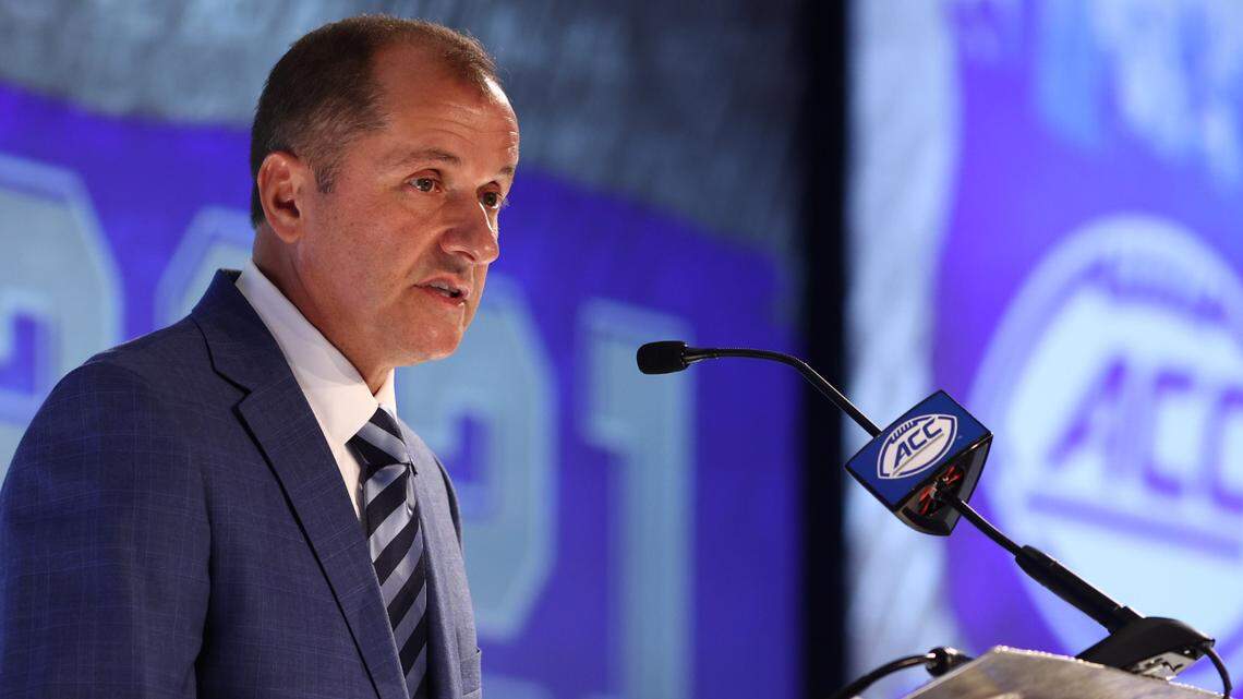 ACC commissioner Jim Phillips at the conference’s football kickoff media days in Charlotte on Wednesday.