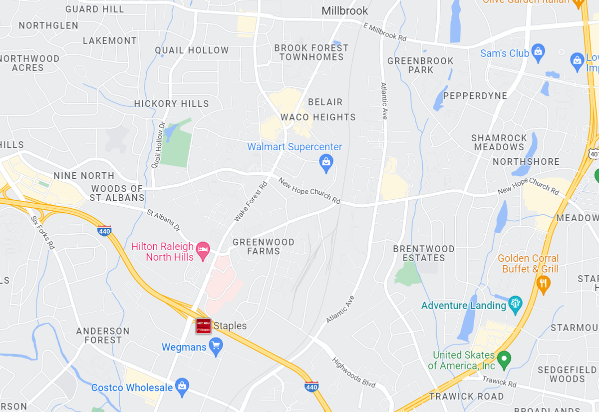 Screengrab of part of Wake Forest Road in Raleigh.