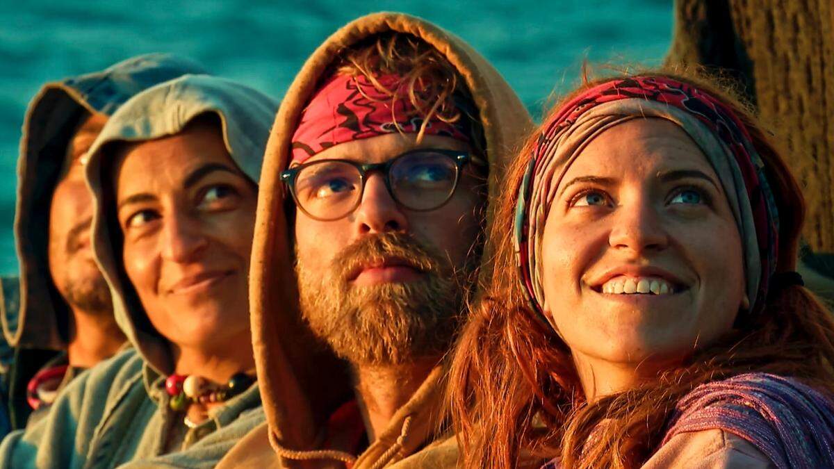 Kenzie Petty of Charlotte, far right, on Season 46 of “Survivor’” on CBS. Also pictired: Maria Gonzalez, left, and Hunter McKnight, center.