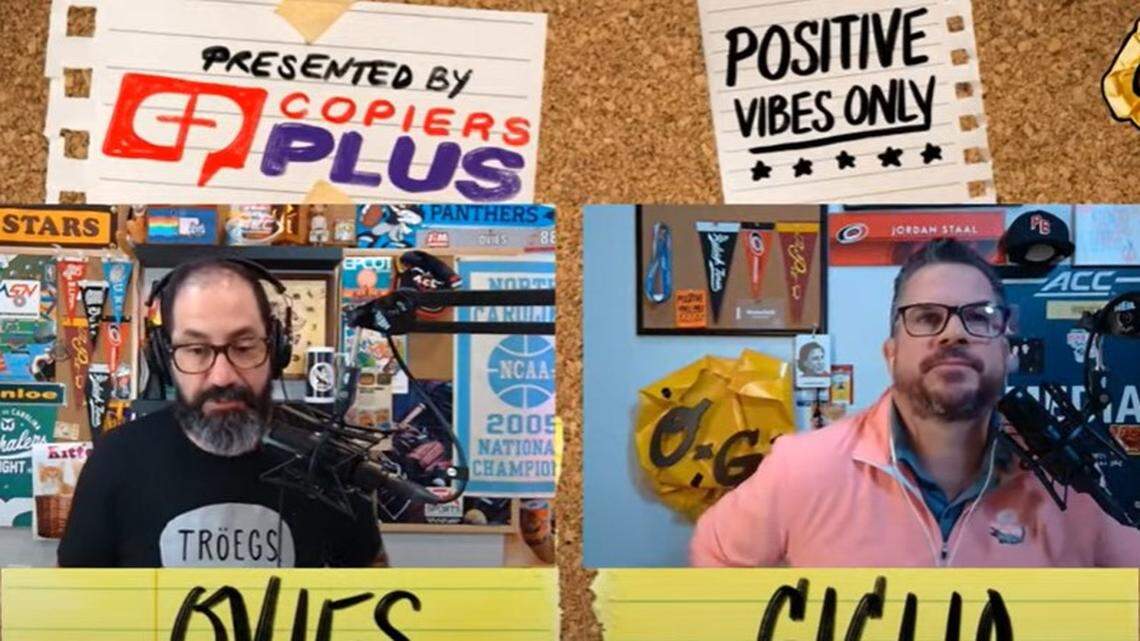 Joe Ovies (left) and Joe Giglio (right) on the Ovies + Giglio podcast.