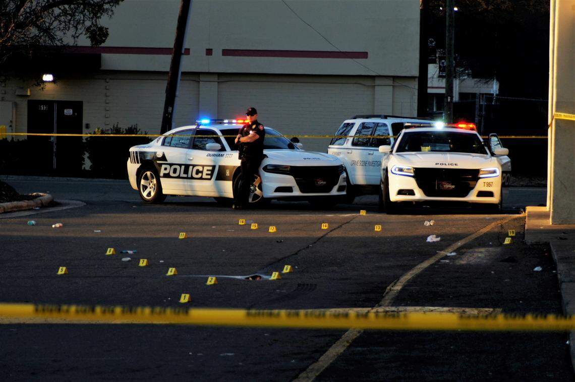 Five people were shot in a drive-by shooting on New Year’s Day outside of a Subway restaurant in Durham’s The Village shopping center.