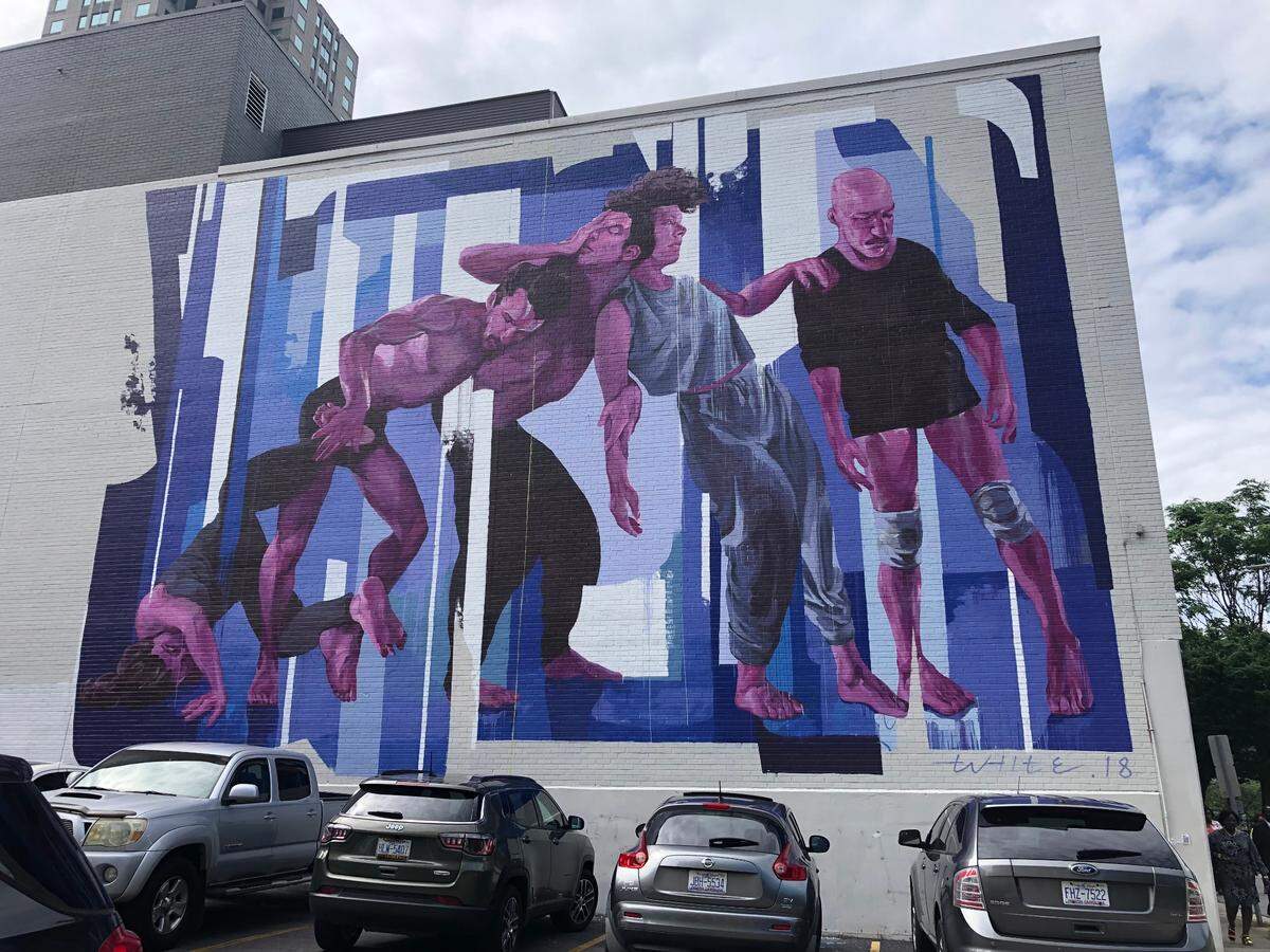 Abstracted Motion by Taylor White at 410 S Salisbury St is one of the first AR murals in the world and was completed in 2018