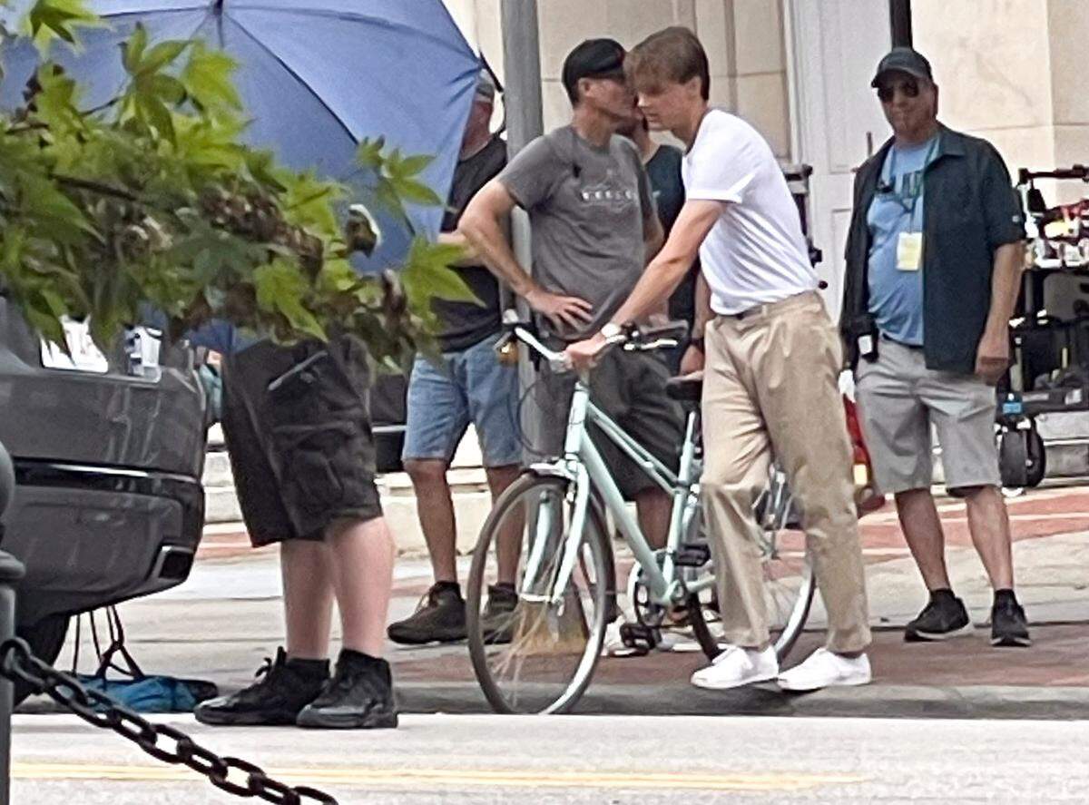 “The Summer I Turned Pretty” actor Christopher Briney, who plays Conrad Fisher in the series, films a scene on Franklin Street in Chapel Hill on Monday, July 8, 2024.