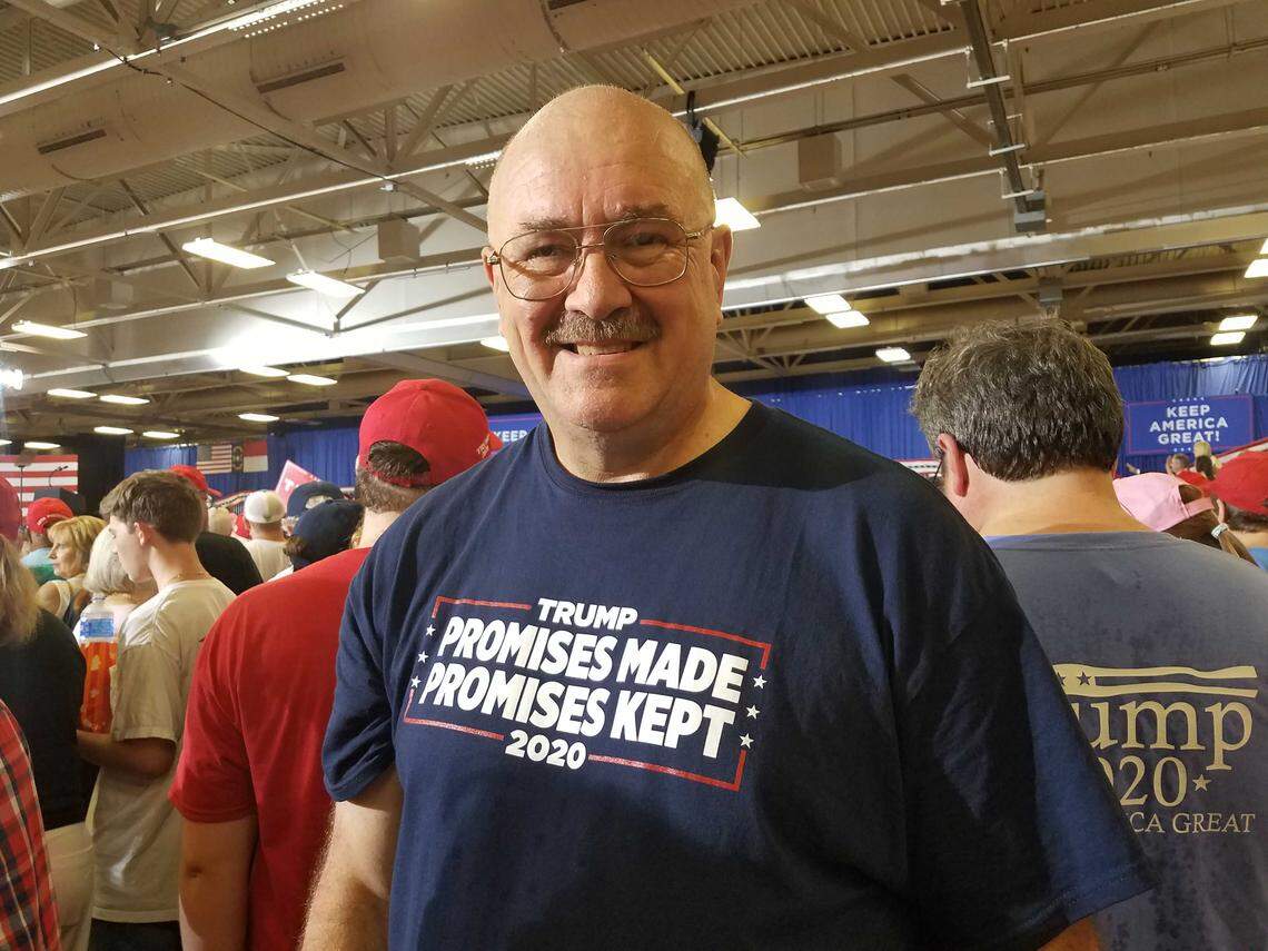 Bob Graczyk of Buffalo, NY, said the rally in Fayetteville, North Carolina is the first time he’ll see Trump in person. He is in Fayetteville for business and said he came because “he’s our president.”